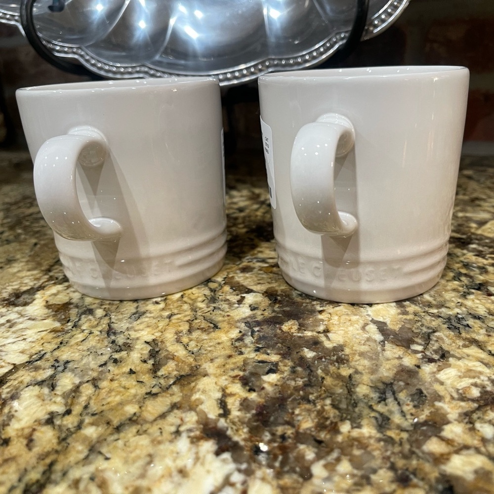 Le Creuset 350ml/12oz coffee mug Meringue bundle of 2 Second Choix NEW!